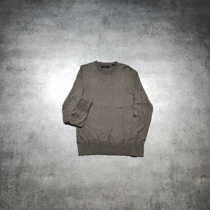 MĘSKI Elegancki PREMIUM Lekki Sweterek Sweter Oliwka AllSaints Haft Logo