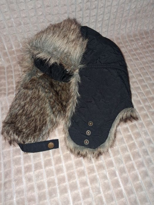 Шапка зимова тепла вушанка дитяча на хлопчика з хутром 8-12 років