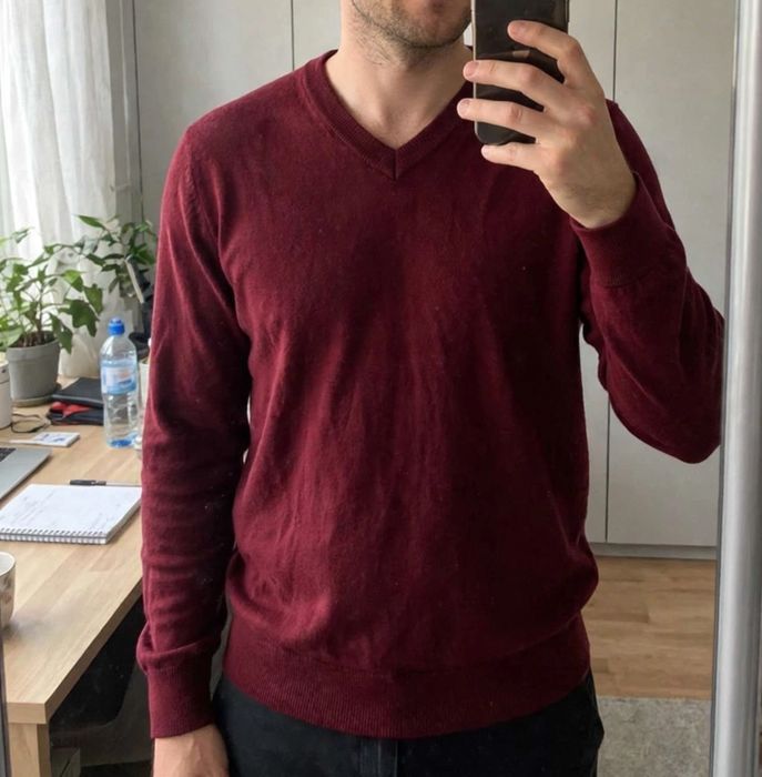 męski wełniany sweter ciepły  wełna elegancki