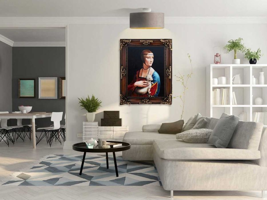 Obraz malowany LEONARDO DA VINCI DAMA Z GRONOSTAJEM z łasiczką rama