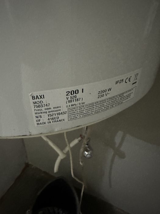 Termoacumulador BAXI 200L – 2200W