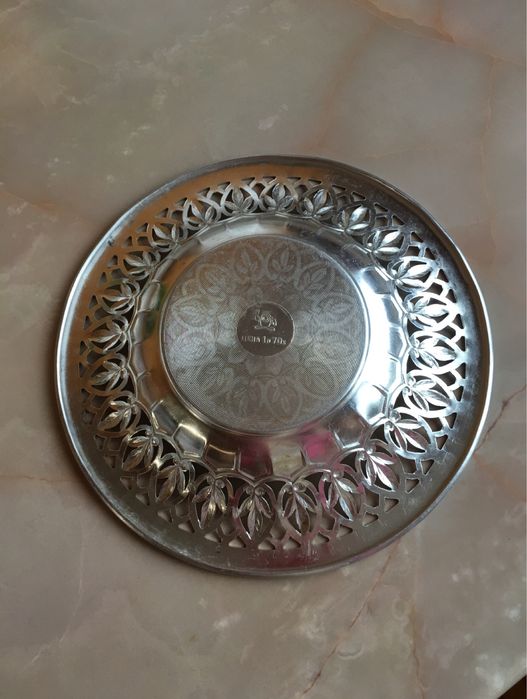 Тарелка алюминий декоративная блюдо ажурная ваза