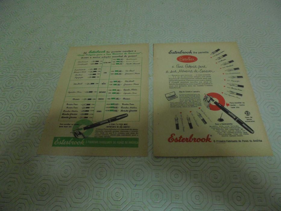 Publicidades de Canetas Esterbrook dos anos 40/50 todas diferentes