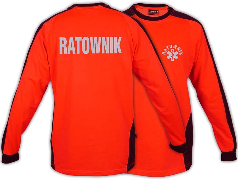 Koszulka ratownicza FLUO męska odblaskowa FUNKCYJNA z długim rękawem (