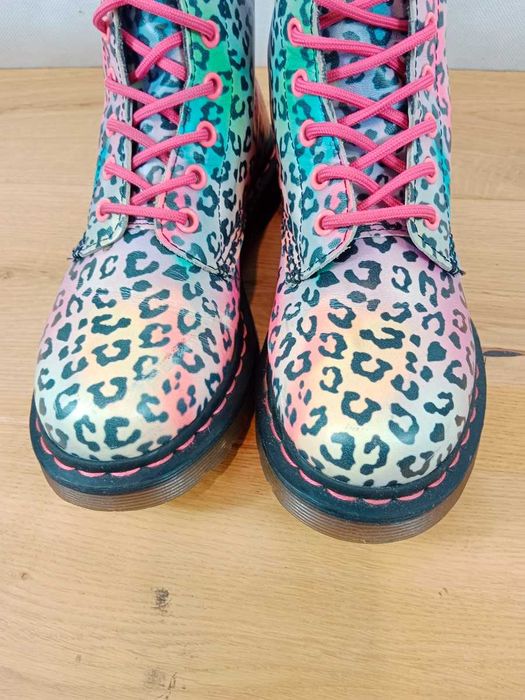 Dr Martens Rainbow Leopard 101, skóra naturalna, glany damskie, rozmiar 37