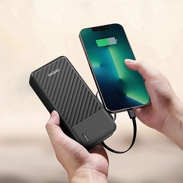 Powerbank Dudao K11 Pro 20000mAh z wbudowanymi kablami - czarny