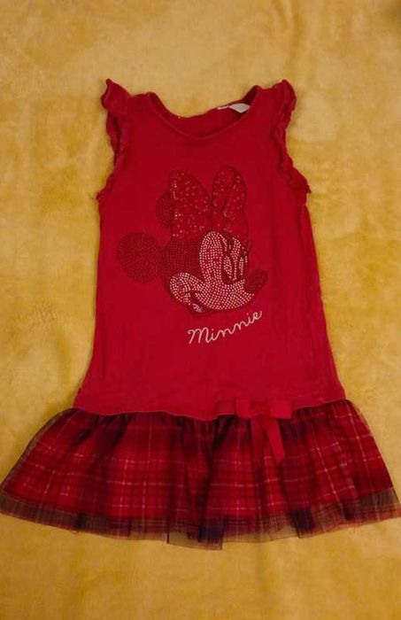 Czerwona bawełniana sukienka Minnie r. 98