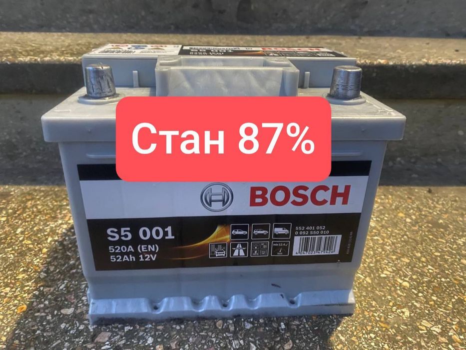Автомобильный аккумулятор BOSCH S5001 52А Germany (акумулятор авто)