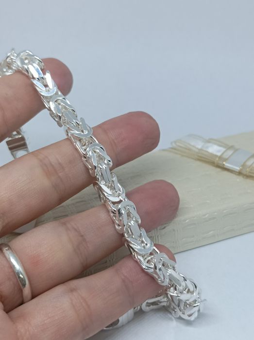 Srebrna bransoletka splot królewski 925 długość 22 cm