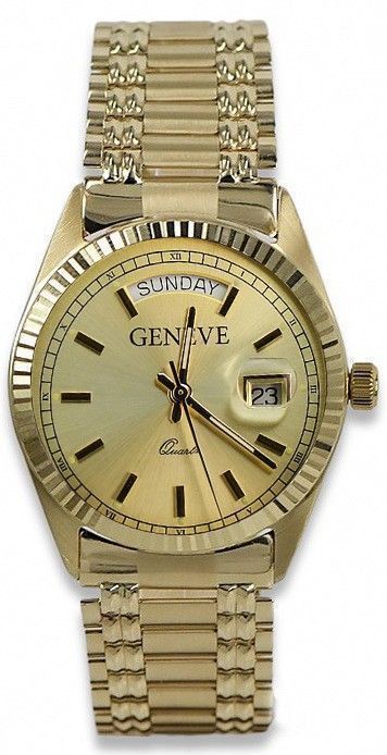 Prześliczny złoty zegarek damski 14k 585 Geneve mw013ydy&mbw006yo-f P