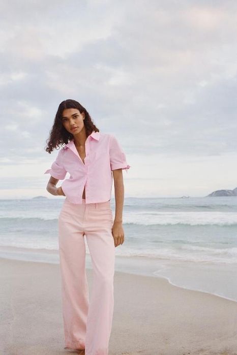 Джинси жіночі рожеві зі 100 % бавовни Zara