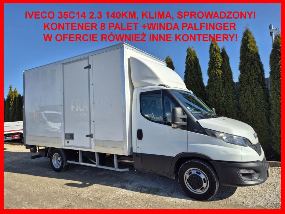 Iveco 35C14 140KM/ Kontener 8 palet/  Kontener+winda Palfinger/ Klima/ Zero korozji/ Sprowadzony/TOP!