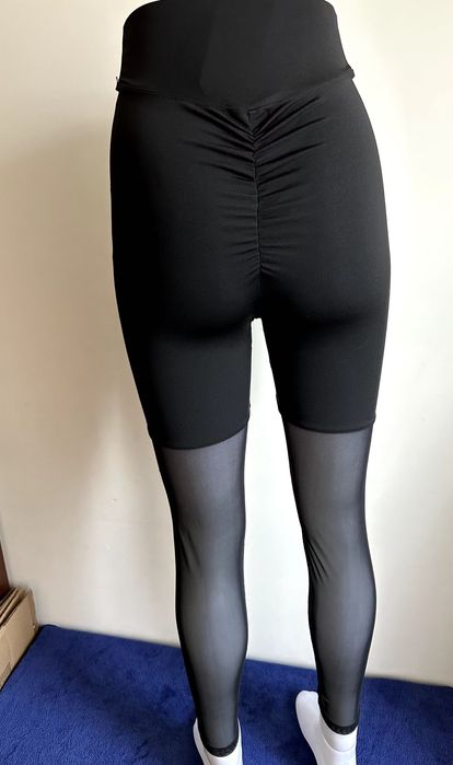 legginsy z marszczenim na pupie i siateczką S/XS