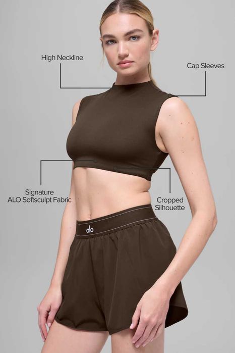 Оригінальна жіноча футболка Alo Yoga Softsculpt Espresso S