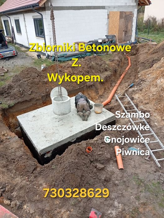 Zbiornik betonowy z wykopem zbiorniki na Szambo Deszczówke Gnojowice