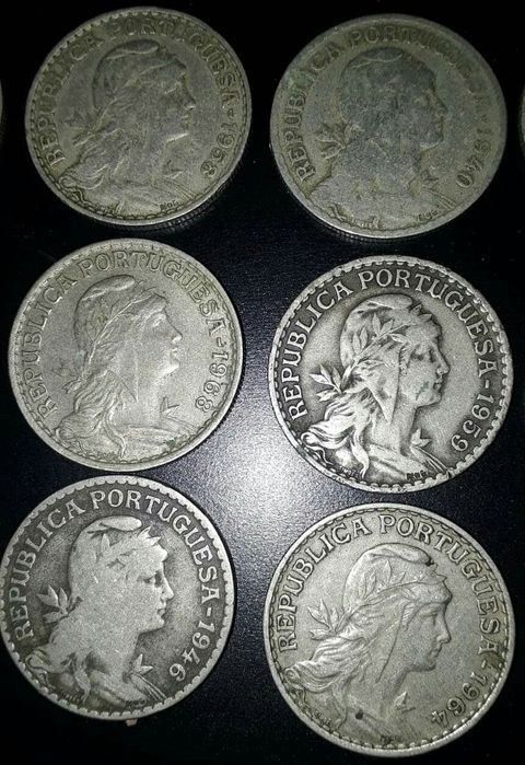 Moedas de 1 escudo de 1928, 29, 40, 46, 51, 57, 58, 59, 62, 64, 65, 6864297519945474124