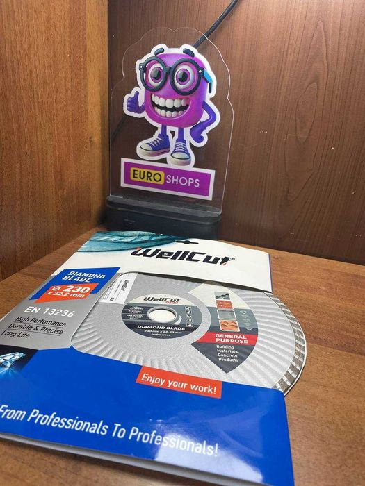 Диск алмазний відрізний WELLCUT EN13236 230*22.23