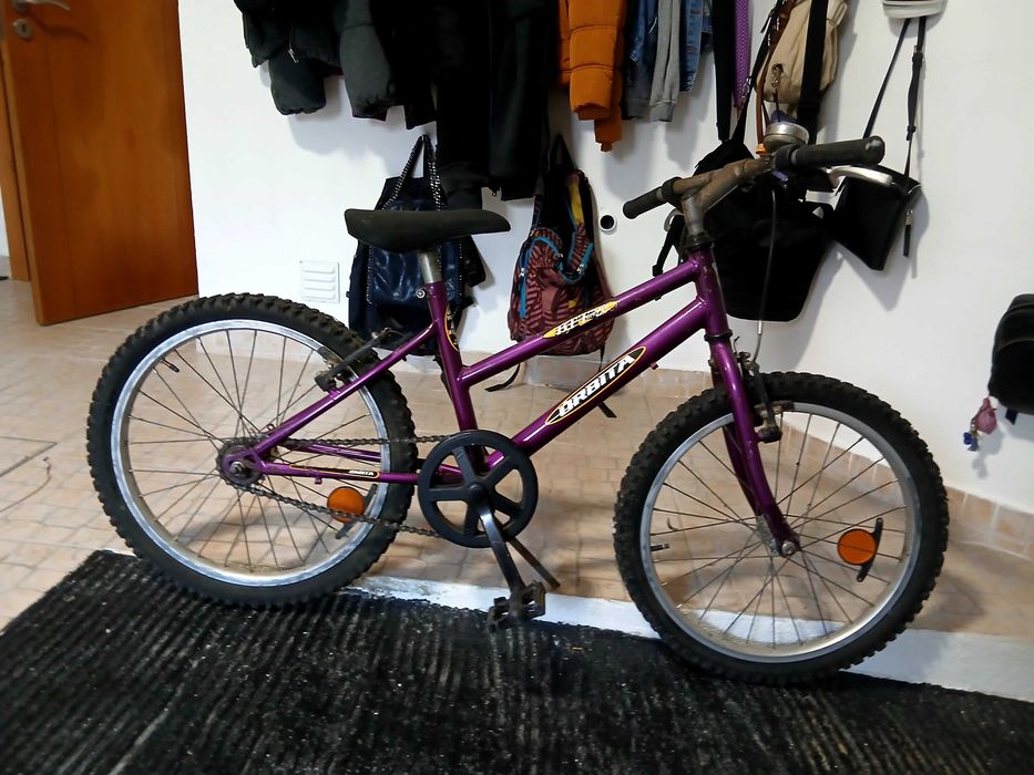 Bicicleta da cor roxa