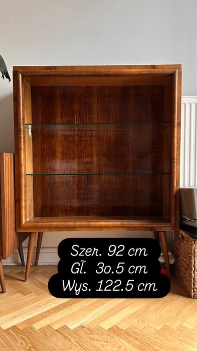 Witrynka szafka z półkami komoda vintage biblioteczka