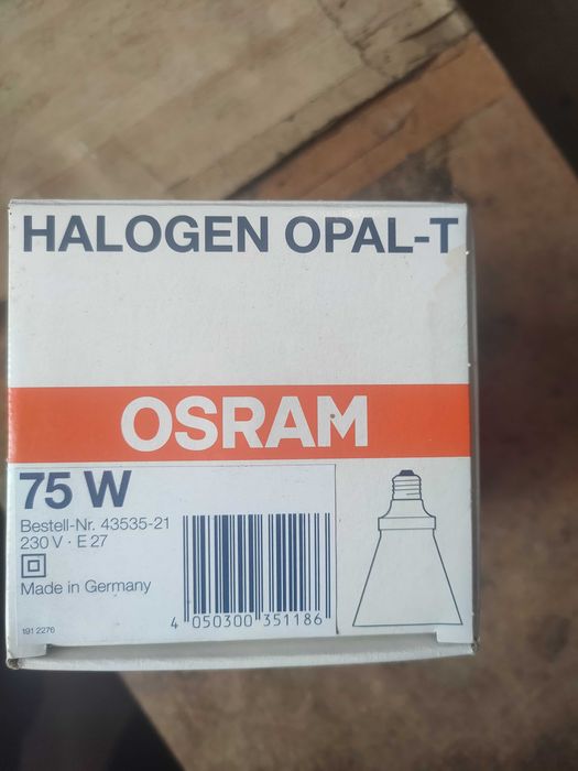 Лампа Osram Halogen opal-t 75W i 100W 230V E27 Halolux uv-stop