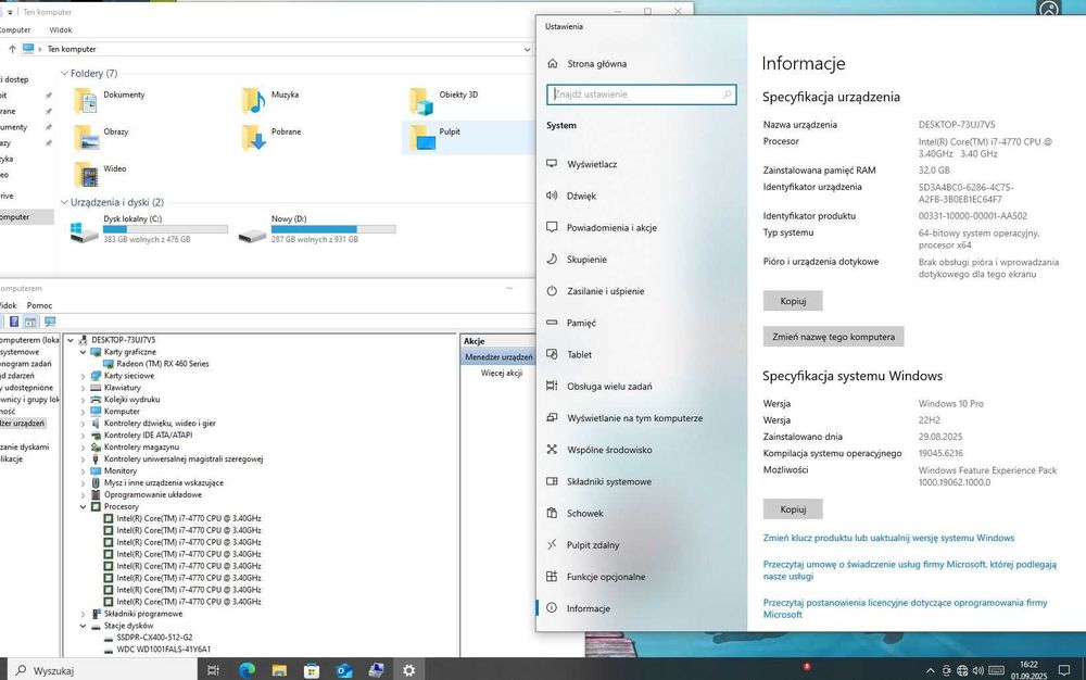 PC ARGB I7-4770\RX 460 4GB\32GB\SSD 512GB\ 1TB\600W