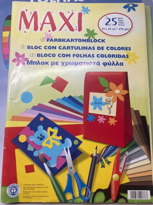 Conjunto de Cartolinas, Papel de Lustro e outros (60+ Folhas)