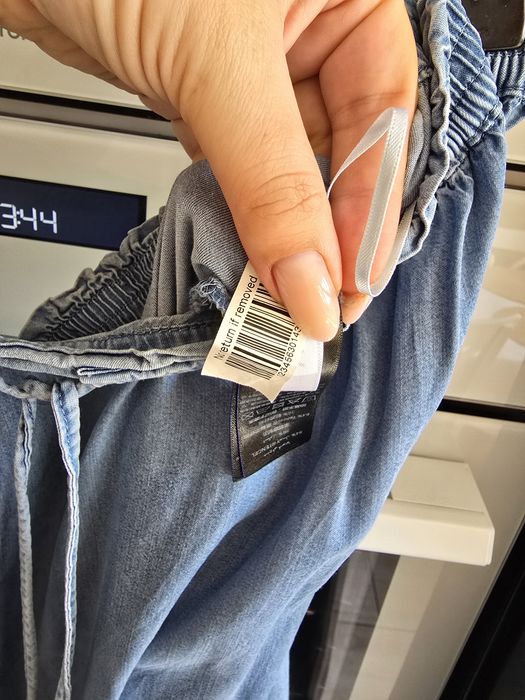 Spódnica maxi letnia jeansowa wiskoza przewiewna z falbaną plus size