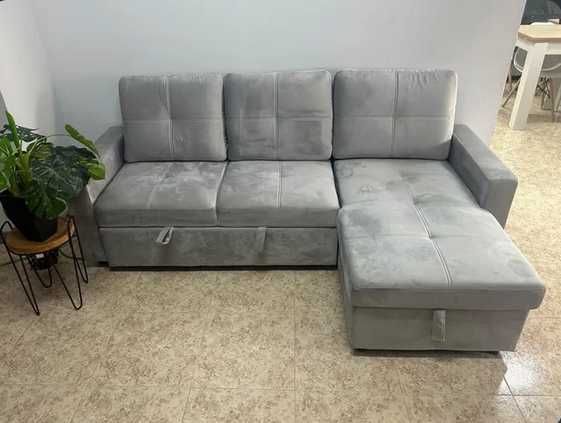 Sofa cama chaiselongue reversivel Cinza Envio gratis