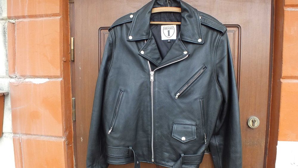 Super kurtka ramoneska gruba skóra naturalna Higway roz 62