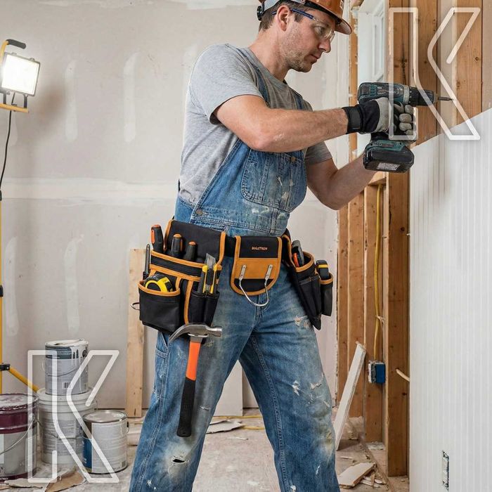 Pas Monterski Narzędziowy Budowlany 22 Kieszenie Uchwyt na Młotek