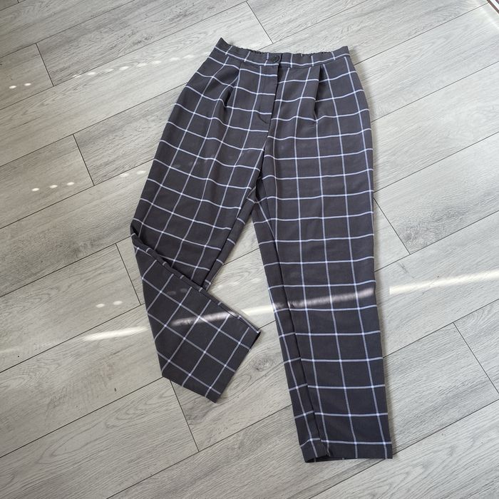Dlugie spodnie szare w blekitna krate H&M 36-38