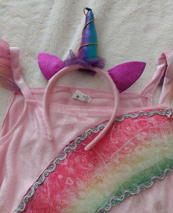 Vestido unicórnio arco íris menina 10-12 anos
