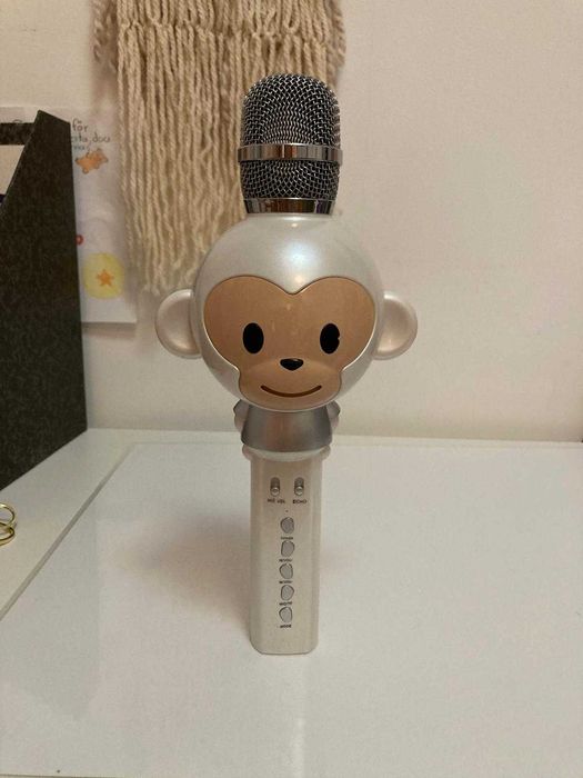 Microfone Karaoke Portátil Bluetooth Kids - Design Macaco
