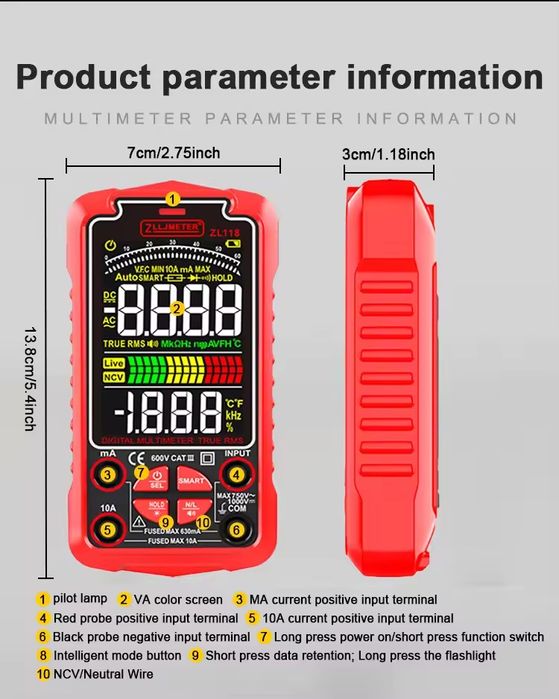 Смарт-мультиметр ZLLJMETER ZL118