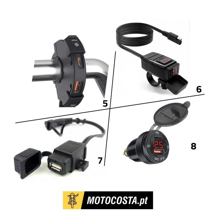 Suportes Telemóvel Moto - Carregamento Sem Fios e USB - MOTOCOSTA