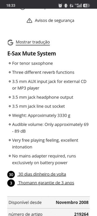 Saxofone E-sax mute system