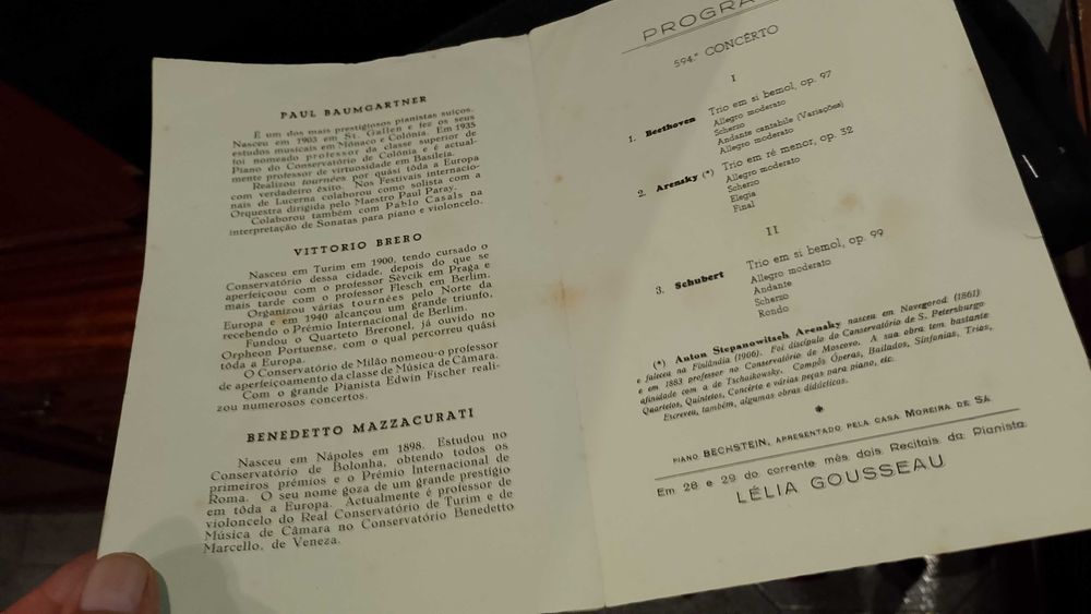 Programa Teatro S. João 1946 Paul Baumgartner etc