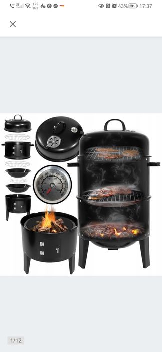Grill węglowy z wędzarnią ruszt misa na ognisko