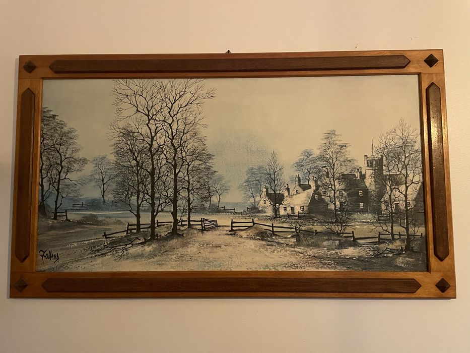 Quadro paisagem com moldura em pinho