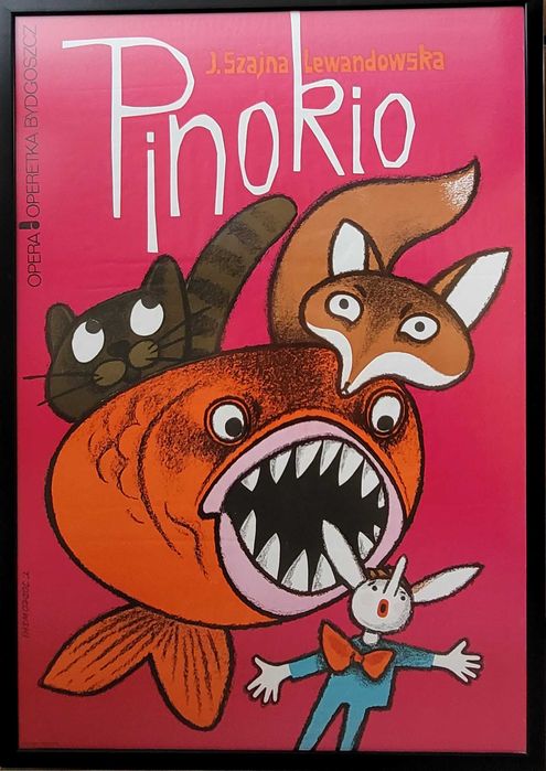 Oprawiony plakat Pinokio oryginalny.