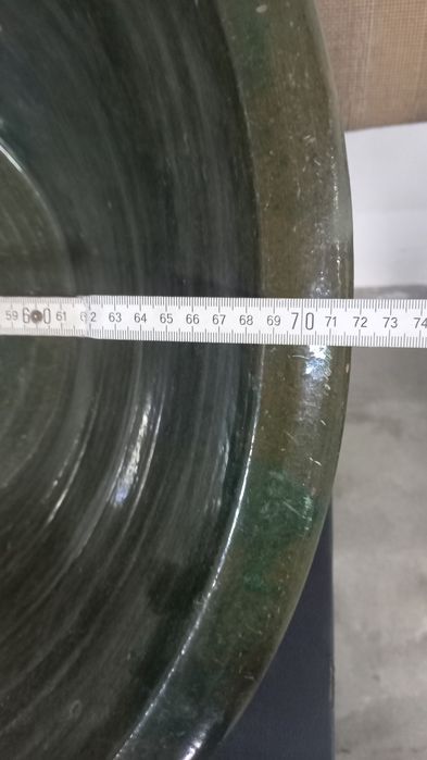 Alguidar Antigo em Barro Vidrado Verde XL – 70cm (Excelente Estado)