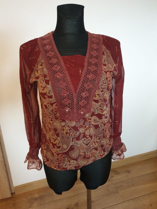 bluzka z haftem boho zwiewna S