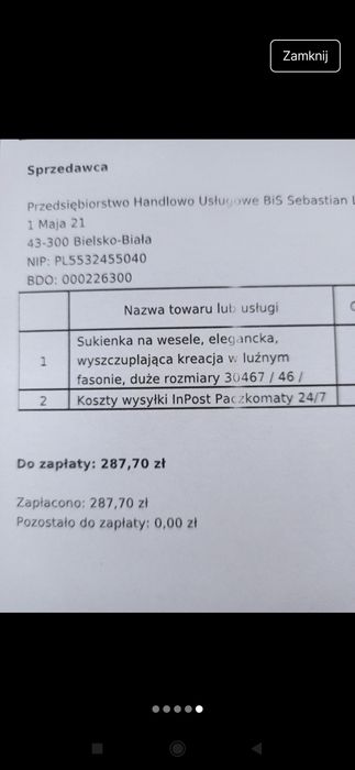 Sukienka weselna