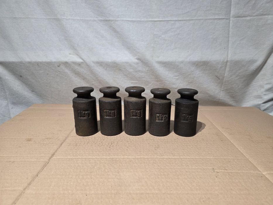 Odważniki handlowe z Prl-u, zestaw 5x1kg