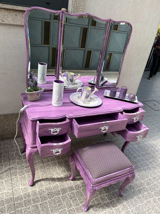 Conjunto com Toucador antigo restaurado Alfazema