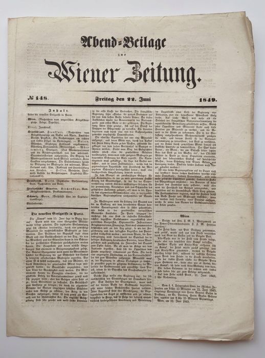 Wiener Zeitung 148 1849 po niemiecku