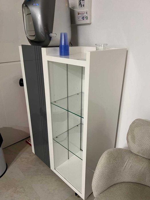 Vitrine com Armário Lateral - Design Moderno (C/ Rodas e Luz)