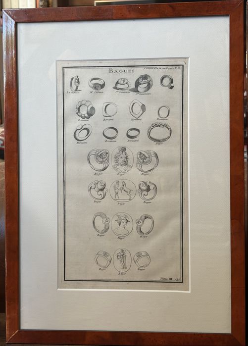 Par de molduras com desenhos antigos de aneis