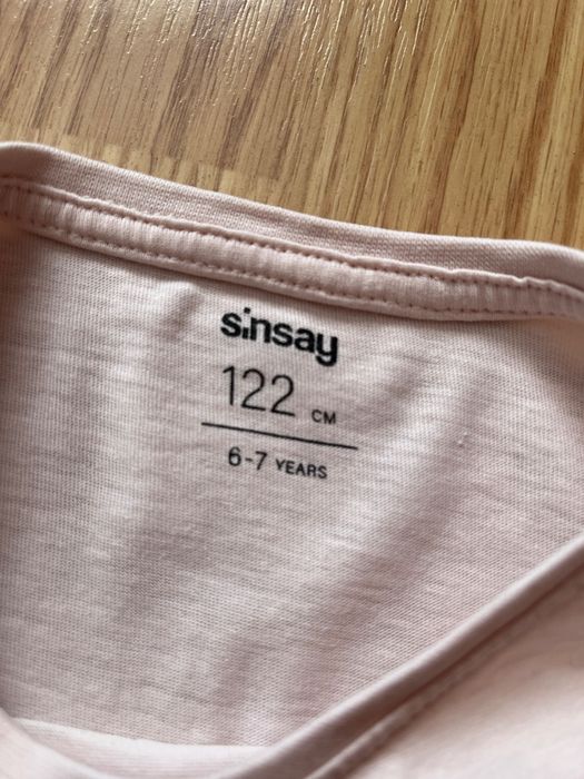 Koszulka krótki rękaw pudrowy róż dla dziewczynki, rozmiar 122, Sinsay