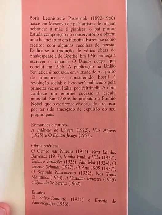 O Doutor Jivago	Boris Pasternak*